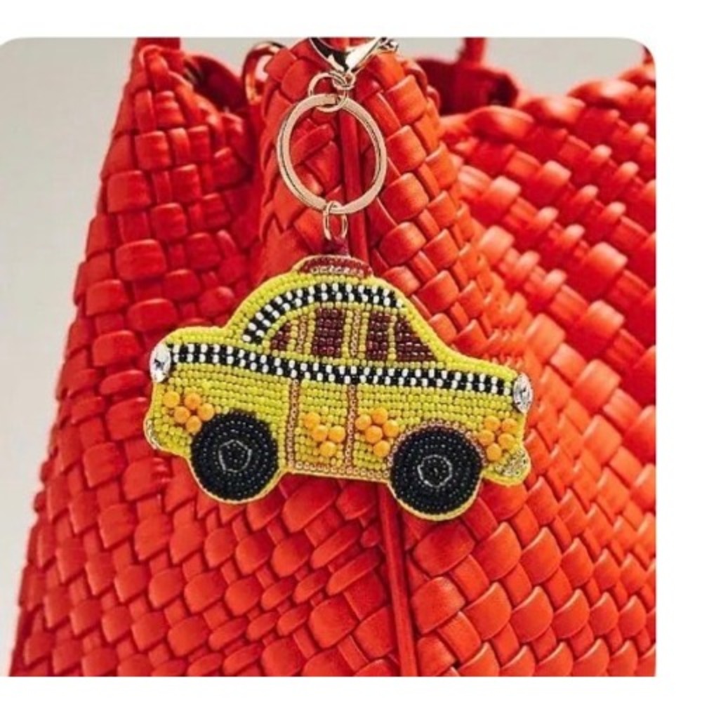Anthropologie City Collection Beaded Bag Charm New NWT Yellow Taxi gift  NYC